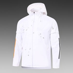 Veste coupe-vent de marque privée personnalisée pour hommes, coutures bicolores, fermeture à glissière, tissu respirant et imperméable, options de taille plus - Product Image 5