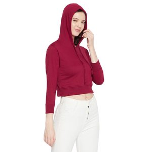 Sudadera con capucha recortada para mujer, jersey de moda, ropa de calle informal, logotipo personalizado, Top corto atlético al por mayor - Product Image 5