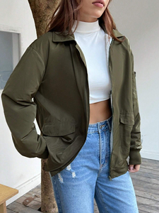 Chaqueta cortavientos acolchada con hombros caídos para mujer, decoración de perlas personalizable, impermeable para clima frío - Product Image 5