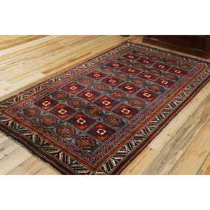 Turkish Vintage Rug, Area 4,6x8 ft (139x245 cm) Rug, <b>Red</b> Southwestern <b>Wool</b> Rug - Product Image 2