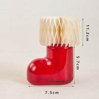 Exposition nouveau produit mignon rouge Santa Boot verre bouteille mémoire diffuseur bouteille encre et papier nid d'abeille diffuseur roseau ensemble