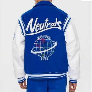 Chaqueta universitaria de lana de diseñador de talla grande personalizada para hombre, chaqueta universitaria de lana de invierno con puños acanalados y letras de chenilla bordadas - Product Image 2