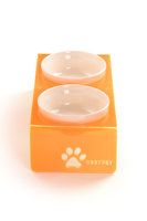 Station d'alimentation pour animaux de compagnie à double bol en céramique, design arrondi, écologique, portable, étanche, grande capacité, pour chats, chiens, petits animaux