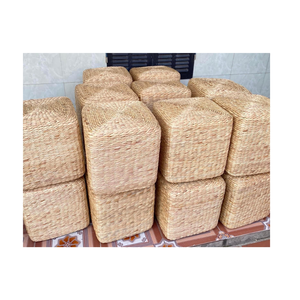 เบาะน้ำออตโตมันแห้งทำจากผักตบชวาสไตล์วินเทจเป็นมิตรต่อสิ่งแวดล้อมสำหรับการตกแต่งห้องนั่งเล่น - Product Image 1