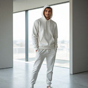 ชุดวอร์มผู้ชายแบบมีฮู้ดสองชิ้น สีพื้น ผ้าหนา คุณภาพสูง สกรีนโลโก้ได้ตามต้องการ ระบายอากาศได้ดี แห้งเร็ว - Product Image 4