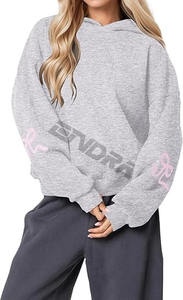 2025 femmes automne vêtements logo personnalisé femmes pull à capuche blanc couleur unie à capuche sweats décontractés - Product Image 4