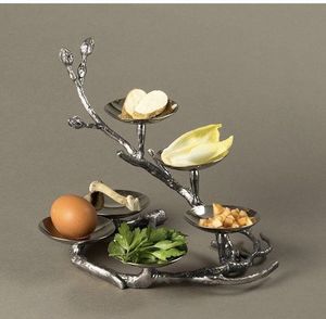 Ensemble de bols de service modernes en métal doré, bols à snacks et à sauces en acier inoxydable poli avec plateau, décoration de table de fête de luxe, présentation alimentaire - Product Image 2