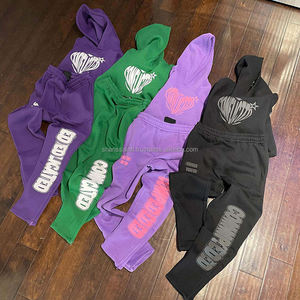 YSJY personnalisé deux pièces surdimensionné imprimé vêtements de sport survêtements survêtements bouffée impression piste pantalons de survêtement et sweats à capuche ensembles hommes - Product Image 2