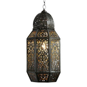 Lanterne à bougie suspendue en métal noir de style marocain, artisanale, pour décoration intérieure et extérieure, mariage, fête, Ramadan, luminaire - Product Image 1