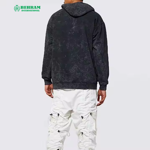 Vente en gros de sweat à capuche personnalisé lourd et délavé coton éponge français avec ficelle vêtements de rue pull Boxy sweat à capuche court pour hommes - Product Image 5