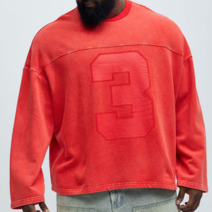 Sweat-shirt à col rond surdimensionné pour homme personnalisé, en coton lavé, molleton lourd, streetwear, pull, vente en gros, approvisionnement OEM - Product Image 3