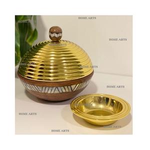 Ensemble de 3 bols à dessert de tailles différentes, forme ronde, en bois décoratif avec support en aluminium par Home Arts - Product Image 2