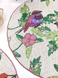 <b>Beaded</b> <b>Placemat</b> Handmade Round Charger for Luxury Dining & Holiday Decor Unique Piece Handmade <b>Beaded</b>, <b>Placemat</b>, Housewarming - Product Image 3