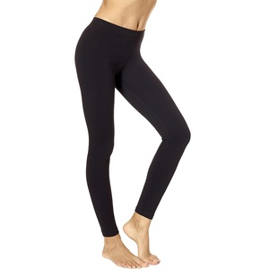 Fait sur mesure 95% coton 5% Spandex couleur noire Mid Waits Ladies Leggings meilleur prix d'usine Bangladesh - Product Image 2