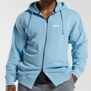 Sweat-shirts à capuche épais en coton lourd pour hommes, brodés, en molleton épais, avec logo personnalisé, grande taille, coupe ample, pour l'hiver - Product Image 1