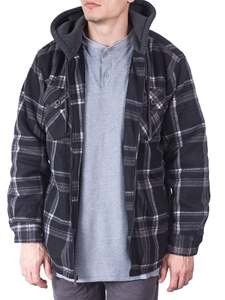 High Quality Men's Hooded <b>Flannel</b> <b>Jacket</b> Windproof Breathable Polyester/Cotton Zipper Front Logo Big & Tall Winter Pockets 2025 - Product Image 3