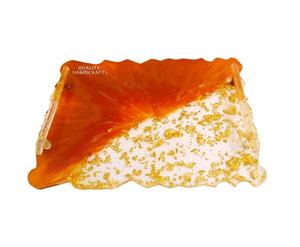 Bandeja de Servicio de Resina Epoxi de Diseño Nuevo 2025, Multicolor, 30x20x5cm, Artesanía de Calidad, con Asa, para Hoteles, Restaurantes, Café de Lujo - Product Image 1