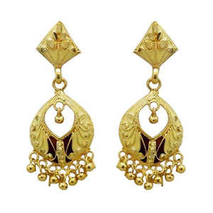 Kriaa 1311703 Maroon Meenakari Pendiente colgante chapado en oro con piedra de perla - Product Image 1