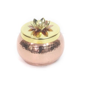 Set Of 2 Decorative Nut Dry Fruits Jar Brass <b>With</b> <b>wood</b> <b>lid</b> For Diwali Gifted And Home Decoration handmade - Product Image 3