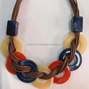 Atractivo nuevo Simple y barato resina y Cuerno Oval enlace cadena collar joyería para mujeres de la India por RF Crafts - Product Image 2