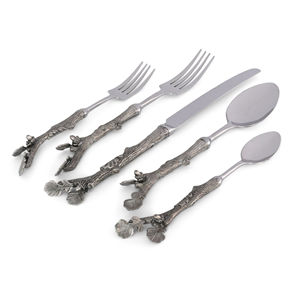 Silverware Wholesale Flatware <b>Dinner</b> Fork Spoon <b>Knife</b> Stainless Steel Silver Plated With Twig Design Handle Cutlery Set - Product Image 1