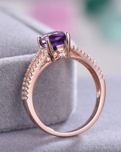 2025 últimos anillos de joyería fina de oro sólido de nuevo diseño de lujo de amatista con anillo de diamantes reales anillo de compromiso de oro de 18K para mujer - Product Image 5