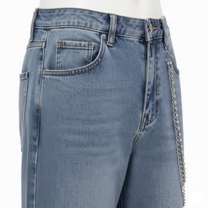 Léger Vintage Délavé Ourlet Brut Haute Qualité Droite Denim Jeans Hommes Personnalisé Empilé Solide Fermetures À Glissière Été Printemps pour - Product Image 5