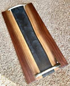 ถาดเสิร์ฟชาและน้ำผลไม้พร้อมที่จับโลหะถาดเสิร์ฟไม้อีพ็อกซี่ทำด้วยมือสำหรับร้านอาหารเช้า - Product Image 2