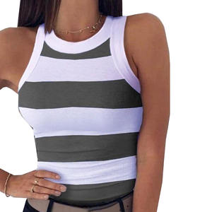 Gros Logo Personnalisé Respirant Uni Côtelé Tricot Crop Top 100% Coton Impression Femmes Fibre De Bambou Débardeurs - Product Image 3