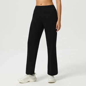Pantalones de chándal de cintura alta para mujer Pantalones cómodos de lona elásticos para uso diario con cintura elástica y bolsillos - Product Image 3