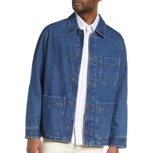 Chaqueta Vaquera de Hombre de Buena Calidad, Diseño Personalizado, Estilo Urbano, Patrón de Letras, Logotipo Frontal Recubierto, Resistente al Viento, de Algodón - Product Image 2