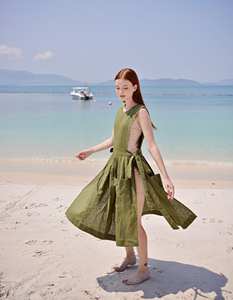 Designer fait à la main motif floral Vintage a-ligne décontracté indien genou-longueur robe 100% coton respirant bouton décoration - Product Image 4