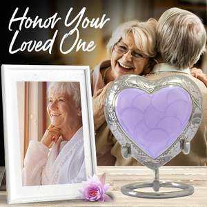 <b>Small</b> Heart Urn for Human Ashes - Lavender Heart Cremation for Women - Mini Urn with <b>Box</b> & Stand - Heart Shaped Urn Memorial - Product Image 5
