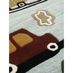 Tapis en laine fait main bleu clair, tapis d'intérieur pour enfants, motif géométrique, rembourré, antidérapant, à bas prix - Product Image 2