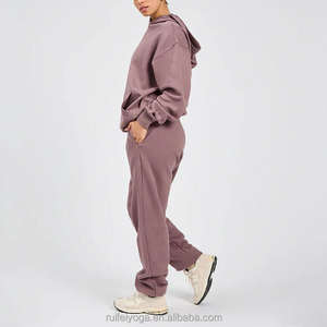 Conjuntos de chándal personalizados para mujer, pantalones de chándal de algodón de rizo francés de peso pesado con bengalas y rectos - Product Image 6