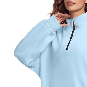 Vente en gros de sweat-shirt unisexe à fermeture éclair du fabricant pour femmes 100% coton tissu polaire impression de logo personnalisée - Product Image 5