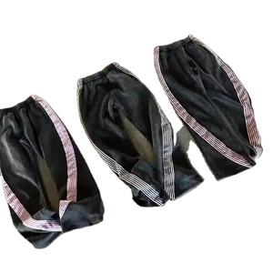 Joggers en toile délavée personnalisés, coupe droite, légers, taille haute élastique, style streetwear, sportswear décontracté, avec bandes latérales - Product Image 5