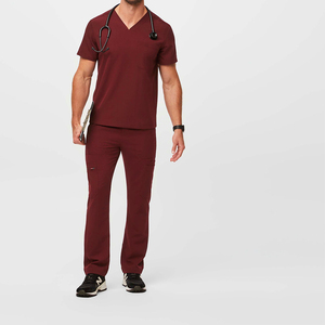 Men <b>Scrub</b> <b>Tops</b> Custom Short Sleeves Needle Detection Seamless Fusing <b>Scrub</b> Uniform Set Nurse Uniforms Clinic Hospital OEM - Product Image 6