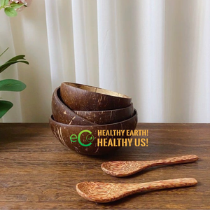 LOGOTIPO PERSONALIZADO BIODEGRADABLE DE ALTA CALIDAD NATURAL HECHO A MANO COCO SHELL BOWL & SPOON SET CAJA DE REGALO Ecológico en VIETNAM - Product Image 2
