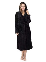 Fabrik-Flanell Thermo-Frontjacke für Damen Winter Weiche Warme Lange Kapuzenjacke Dickes Fleece V-Ausschnitt Kordelzugverschluss 100% Polyester