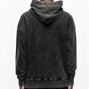 Sweat à capuche personnalisé respirant 100 % coton molletonné grande taille pour homme, coupe décontractée, logo vieilli, design délavé à l'acide, ODM - Product Image 6