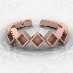 Top Selling 925 Sterling Silver 4mm Rhombus Setting Adjustable <b>Ring</b> <b>Resin</b> Ashes Work Good Breastmilk Fine Jewelry Keepsake - Product Image 4