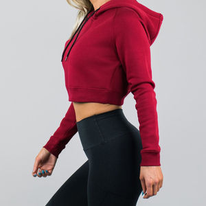 Sweat à capuche court en coton d'automne pour femmes de grande taille avec logo personnalisé OEM vente en gros prix sweat à capuche d'hiver de grande taille - Product Image 2