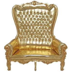 Sofá de piel sintética victoriano con mechones dorados reales, sofá de trono real de caoba tallado a mano para sala de estar de lujo - Product Image 1