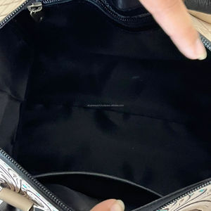 New Hand Tooled Genuine Leather Speedy Duffle <b>Bag</b> with Turquoise Checkered Heart Design Western Floral Cowhide Handbag for Women - Product Image 6
