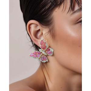 Boucles d'oreilles en diamant rouge rubis - Design « Meant to Fly » - Product Image 1