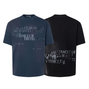 Camiseta de marca de moda americana para hombre, diseño de logotipo personalizado, jersey de manga corta de algodón/fibra de bambú, técnicas lavadas, diseñador en blanco - Product Image 3