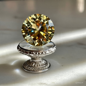 พลอยเพชรโมอิสทรงหลวมพิเศษ10 CRT สีเหลืองสดใส VVS1มาตรฐานฟรีเพชรเม็ดเดียวทรงหลวมคุณภาพดีที่สุด - Product Image 1