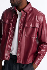 Veste bomber en cuir véritable pour homme OEM, veste en cuir varsity pour homme, design brodé, vestes coupe-vent personnalisées pour homme - Product Image 3