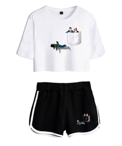 <b>Men's</b> Custom Logo 100% Cotton Two-Piece Breathable Summer <b>Shorts</b> and Shirt Breathable Track Suits for Winter Clothing - Product Image 1